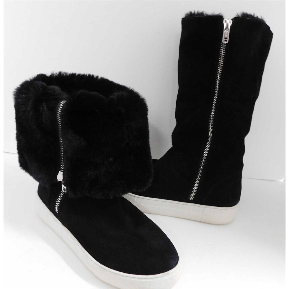 J/Slides Tristan Black‎ Suede Faux Fur Boots 7.5 M